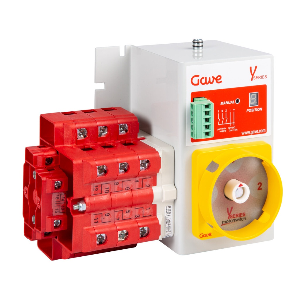 CONMUTADOR  MOTORIZADO ENTRADA SUPERIOR 1-0-2 3P 125A. 12V DC